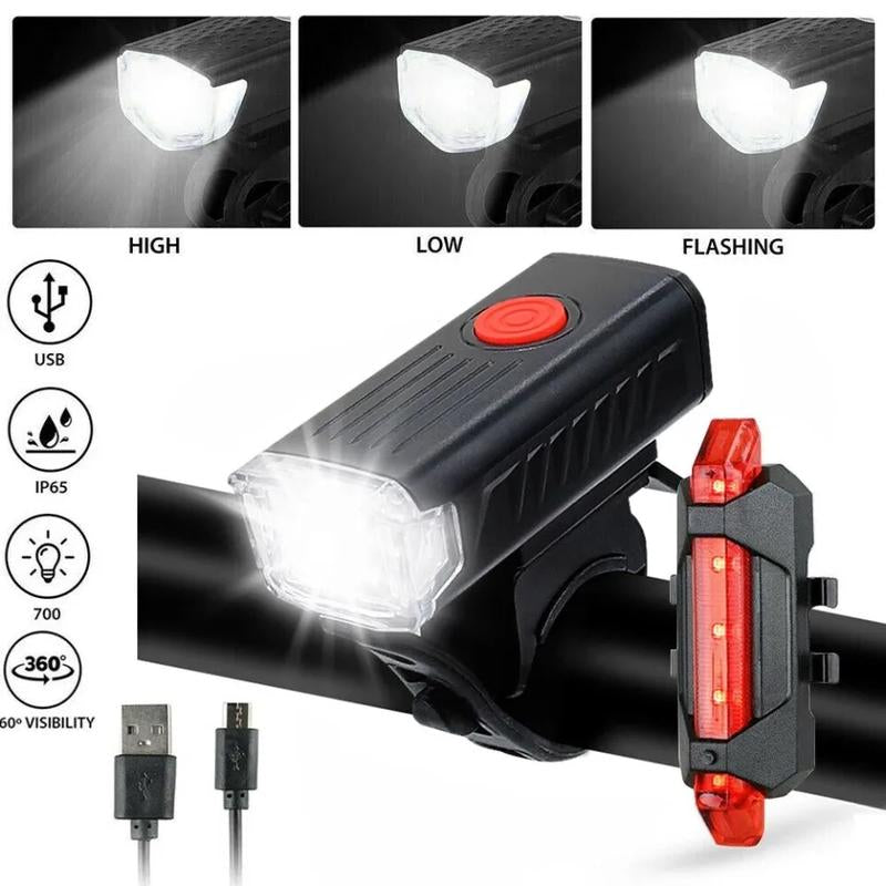 Light Up Your Ride! 🔦🚴‍♂️ USB Rechargeable LED Bike Headlight & Tail Light Combo! #CyclingEssentials #BikeSafety
