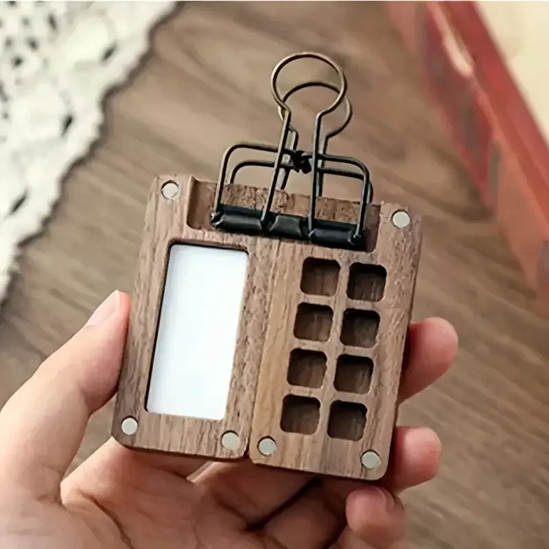 Mini Walnut Wood Watercolor Palette Portable Paint Box with Clip Travel Painting Paint Tray Art Supplies Sketchbook Palette