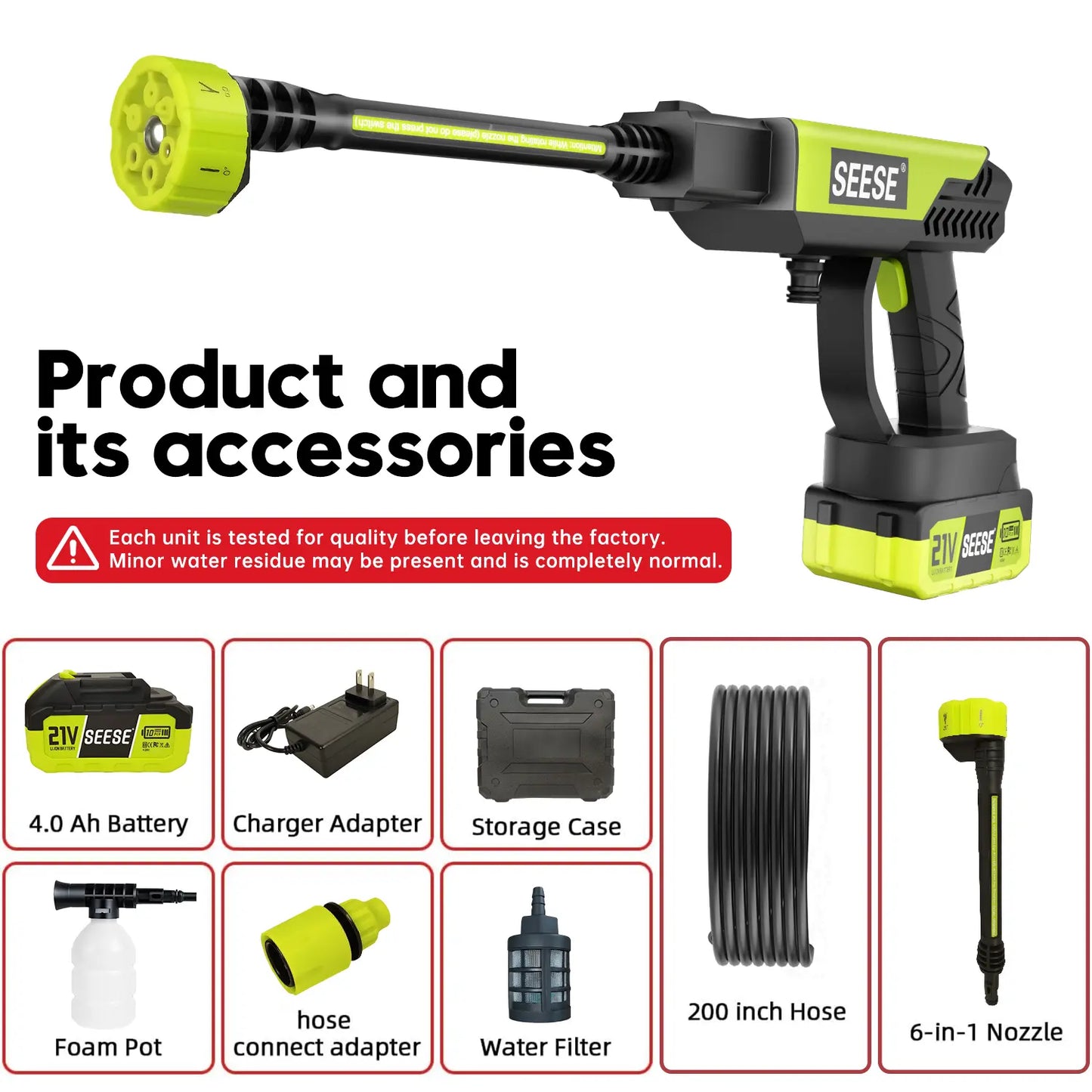 【Fathersdaygift】Seese Cordless Pressure Washer and Single Port Charger Base, Bottle Portable Washer for Car,Home Cleaning & Garden Watering Fathersdaygift