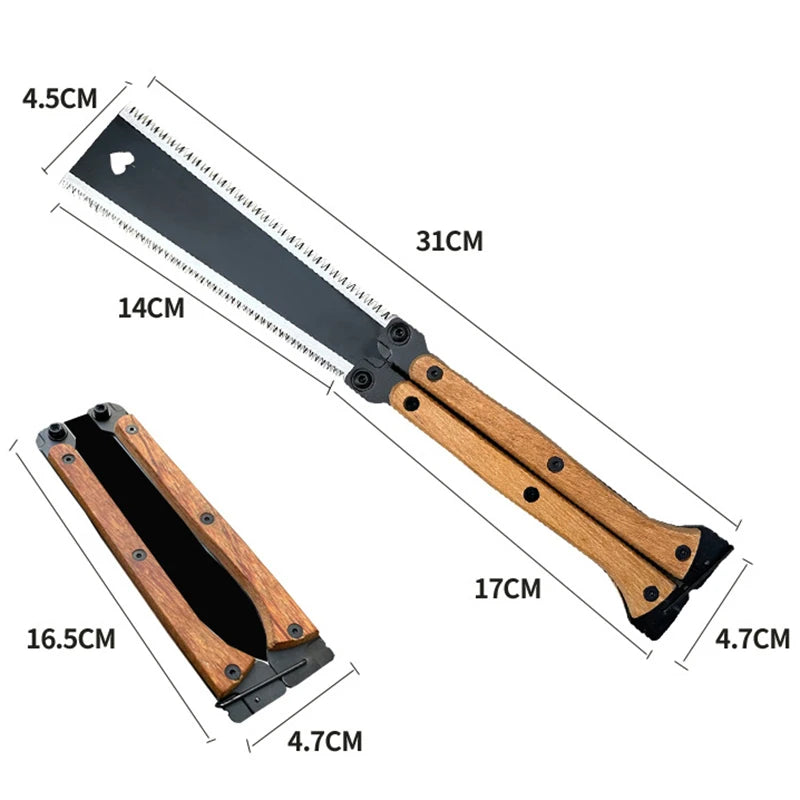 Multifunctional Folding Butterfly Saw Household Small Hand-Held Logging Saw Woodworking Tool Saw Double-Sided Grinding Hand Saw