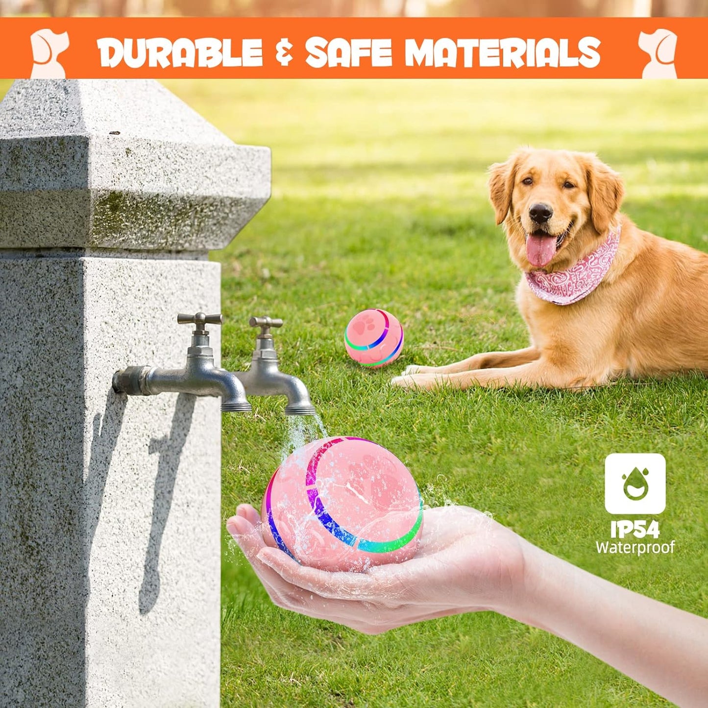 Peppy Pet Ball for Dogs, Interactive Dog Toy Durable Automatic Rolling Ball with Led Flash Lights for Small Medium Dogs Breed, Wicked Ball with Motion Activat BPA-Free USB Rechargeable