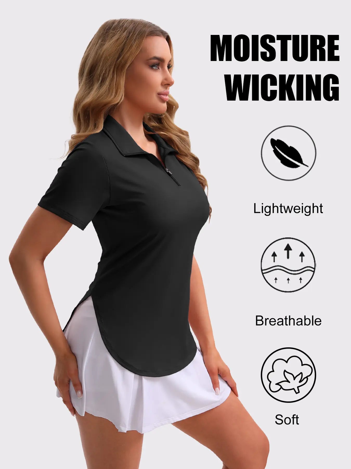 4 Packs Women'S Half-Zip Polo Shirt/Short-Sleeve T-Shirt Set, Minimalist Style, Suitable for Fitness, Tennis, Golf and Work Attire.