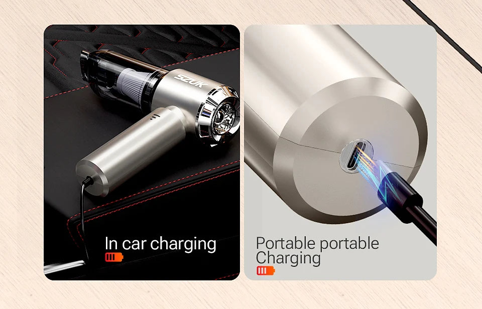 SZUK 985000PA Car Vacuum Cleaner Mini Powerful Cleaning Machine Strong Suction Handheld for Car Wireless Portable Home Appliance