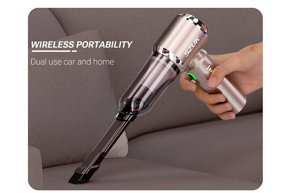 SZUK 985000PA Car Vacuum Cleaner Mini Powerful Cleaning Machine Strong Suction Handheld for Car Wireless Portable Home Appliance