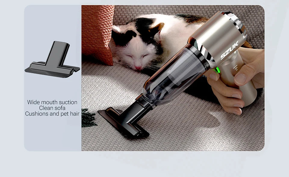 SZUK 985000PA Car Vacuum Cleaner Mini Powerful Cleaning Machine Strong Suction Handheld for Car Wireless Portable Home Appliance