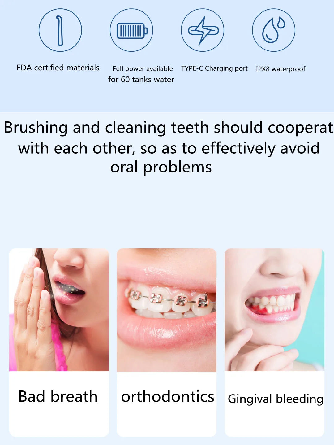 ENPULY Oral Irrigator M6 Plus Portable Dental Irrigator bucal Ultrasonic waterpulse teeth Oral Tooth Cleaner Teeth Water Flosser