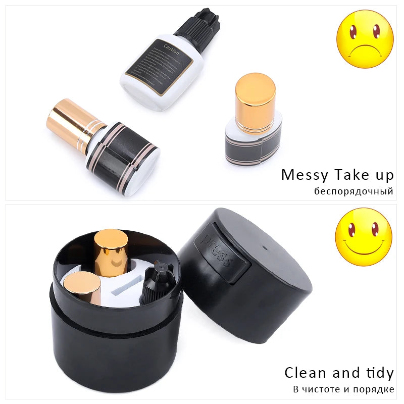 Eyelash Glue Storage Tank Container 3Color Adhesive Stand Sealed Jar Activated Carbon Storage Grafting False Lashes Beauty Tools