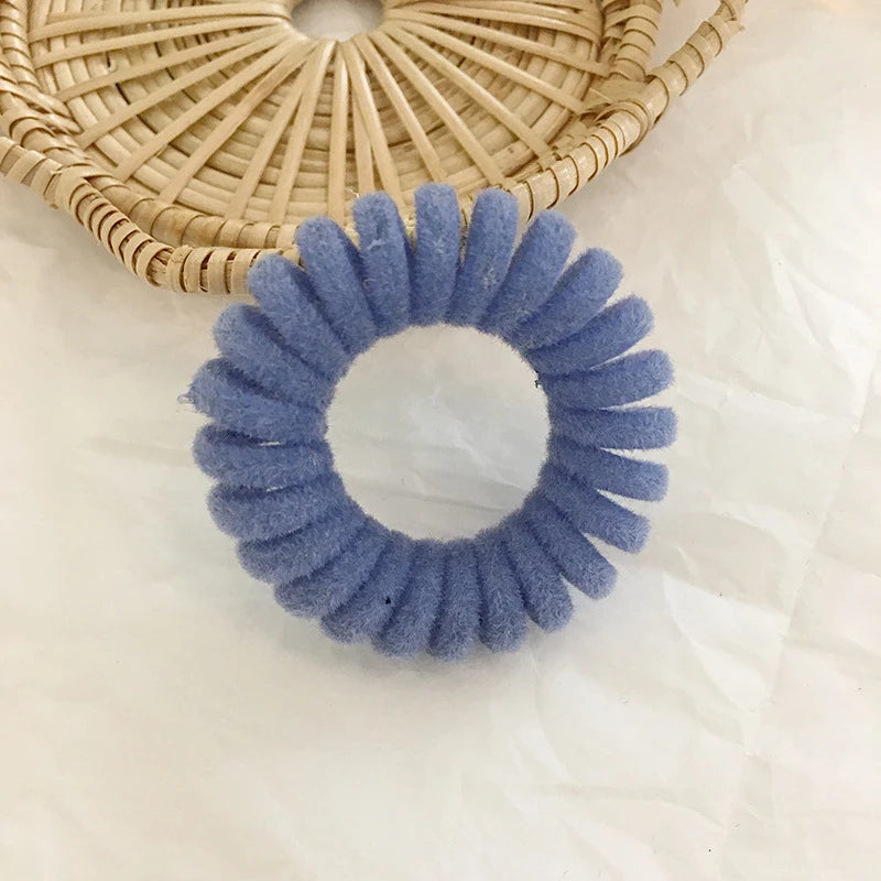 Winter Furry Telephone Wire Hair Tie Large Size Spiral Shape Rubber Elastic Hair Band Women Accessories