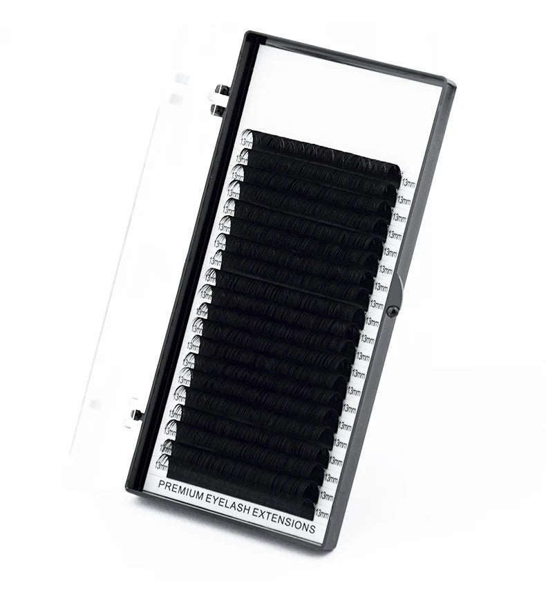 H&L SINCE 1990 20 Row Faux Lash Synthetic Mink Individual Eyelash Extension Dark Black Matte Soft Natural