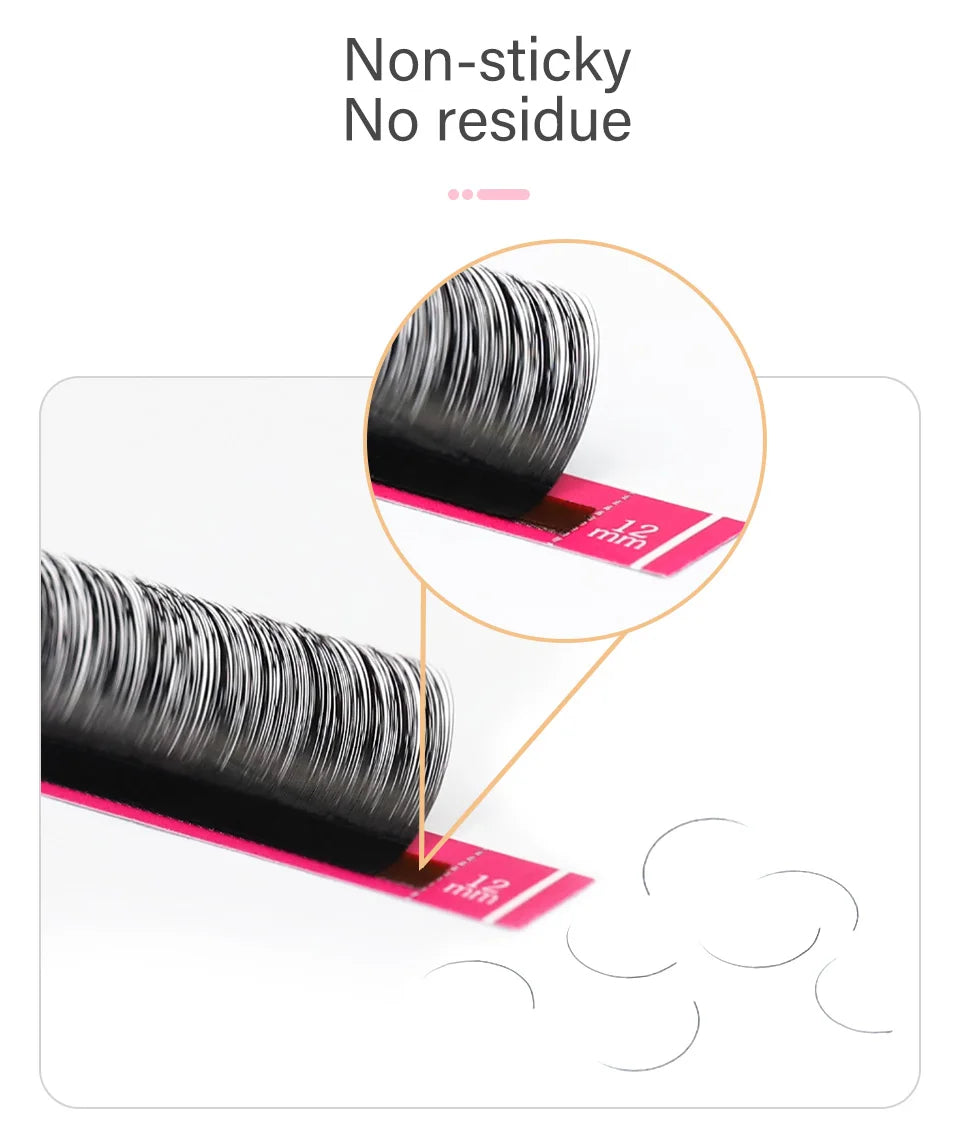 Lashrujade 16 17 18 19 20mm Long Individual Eyelashes Extension Soft Faux Silk Mink Russian Volume Lash Extension Supplies