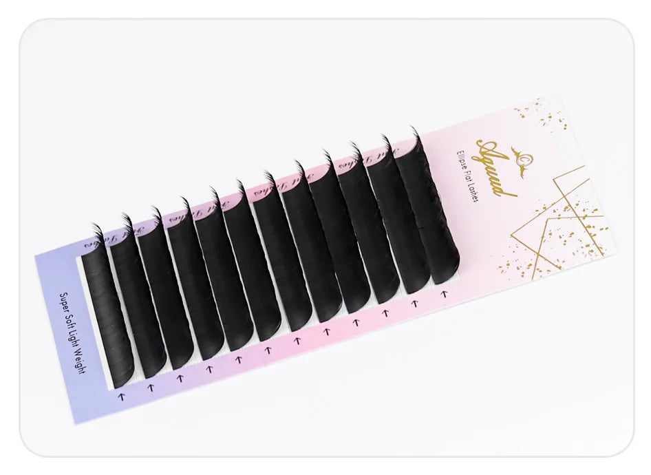 AGUUD Ellipse Flat False Eyelash Extensions Natural Soft Split-Tip Faux Mink Lashes Individual Soft Eyelashes B C CC D DD Cur