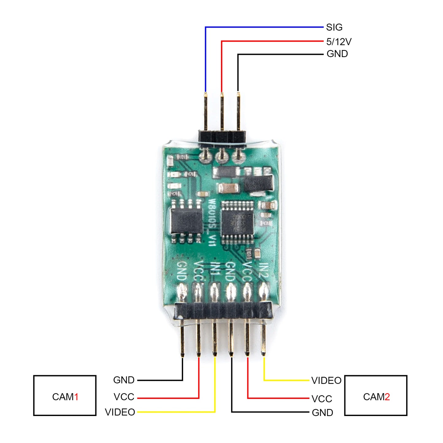 5.8G 3 Channel Video Switcher Module 3 way Video Switch Unit for RC FPV Camera