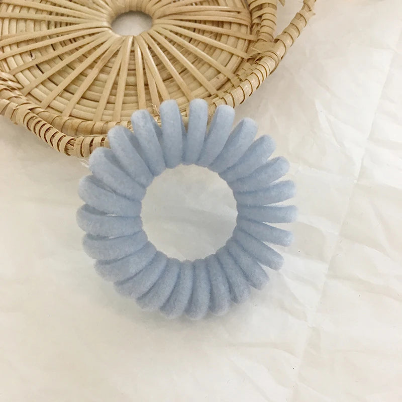 Winter Furry Telephone Wire Hair Tie Large Size Spiral Shape Rubber Elastic Hair Band Women Accessories