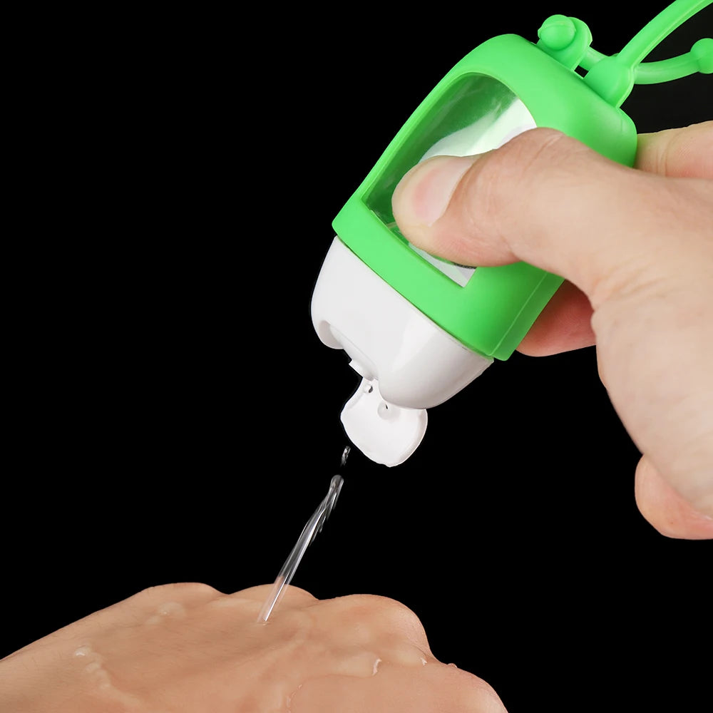 30ml Portable Hand Sanitizer Bottle Reusable Travel Durable Silicone Keychain Holder Gel hand Soap Empty Container Sub-bottling