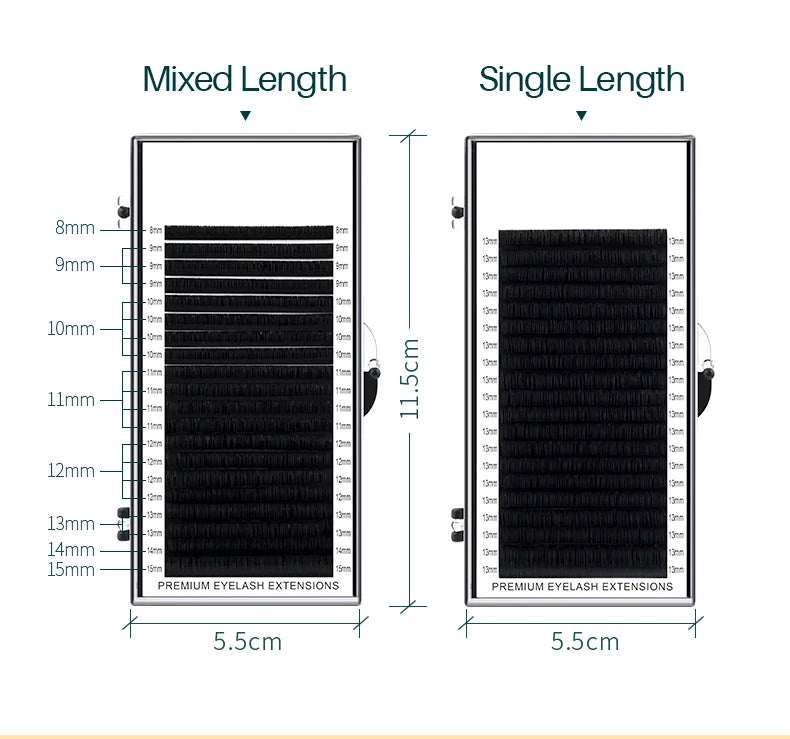 H&L SINCE 1990 20 Row Faux Lash Synthetic Mink Individual Eyelash Extension Dark Black Matte Soft Natural