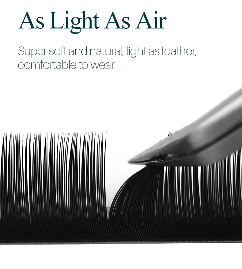 H&L SINCE 1990 20 Row Faux Lash Synthetic Mink Individual Eyelash Extension Dark Black Matte Soft Natural