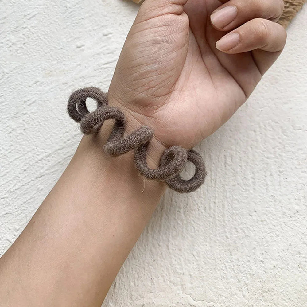 Winter Furry Telephone Wire Hair Tie Large Size Spiral Shape Rubber Elastic Hair Band Women Accessories