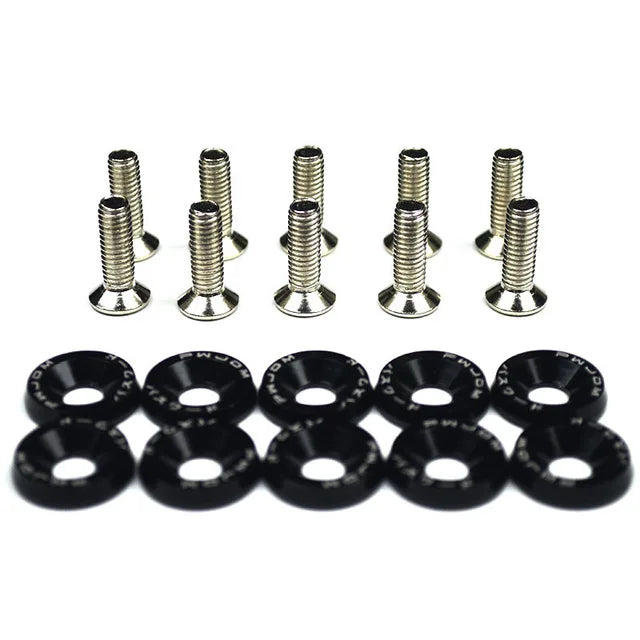 10PCS M6 JDM Car Modified Hex Fasteners Fender Washer Bumper Engine Concave Screws Fender Washer License Plate Bolts Car Styling