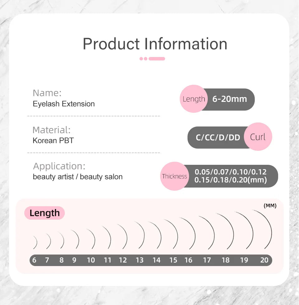 Lashrujade 16 17 18 19 20mm Long Individual Eyelashes Extension Soft Faux Silk Mink Russian Volume Lash Extension Supplies
