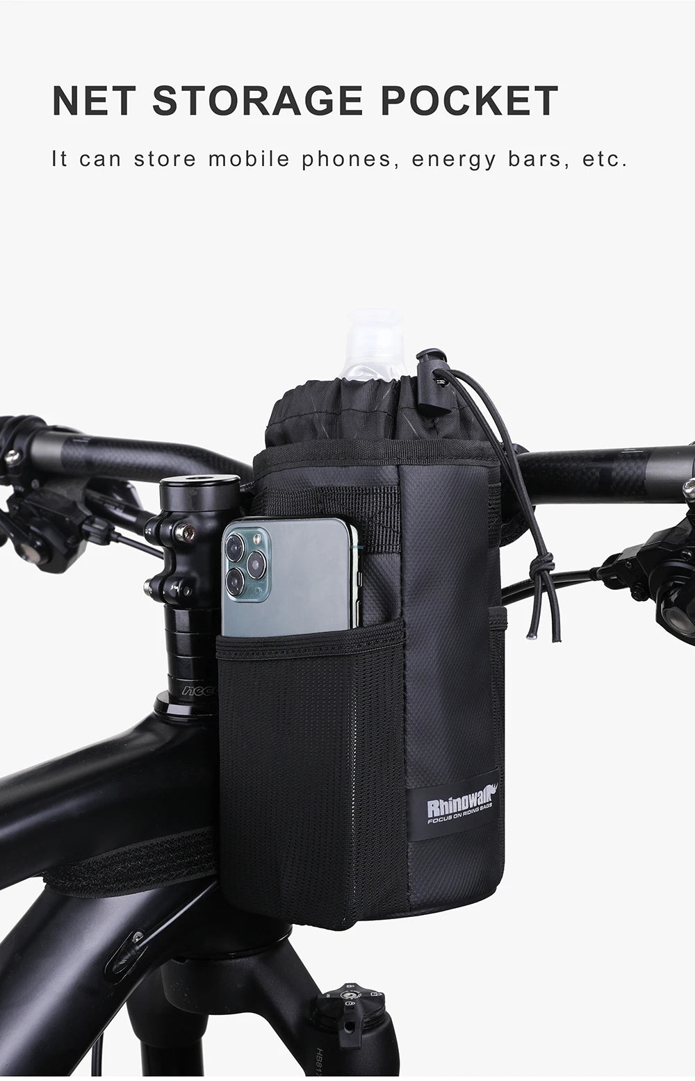 Rhinowalk Bicycle Bag Bike Bottle Holder Cycling Water Bottle Carrier Pouch MTB Bike Insulated Kettle Handlebar Bag Accessories