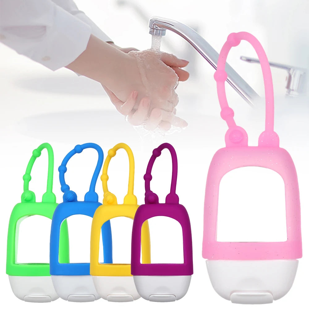30ml Portable Hand Sanitizer Bottle Reusable Travel Durable Silicone Keychain Holder Gel hand Soap Empty Container Sub-bottling