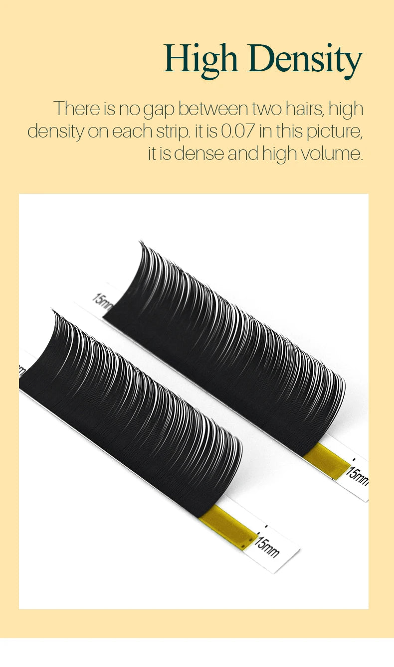 H&L SINCE 1990 20 Row Faux Lash Synthetic Mink Individual Eyelash Extension Dark Black Matte Soft Natural