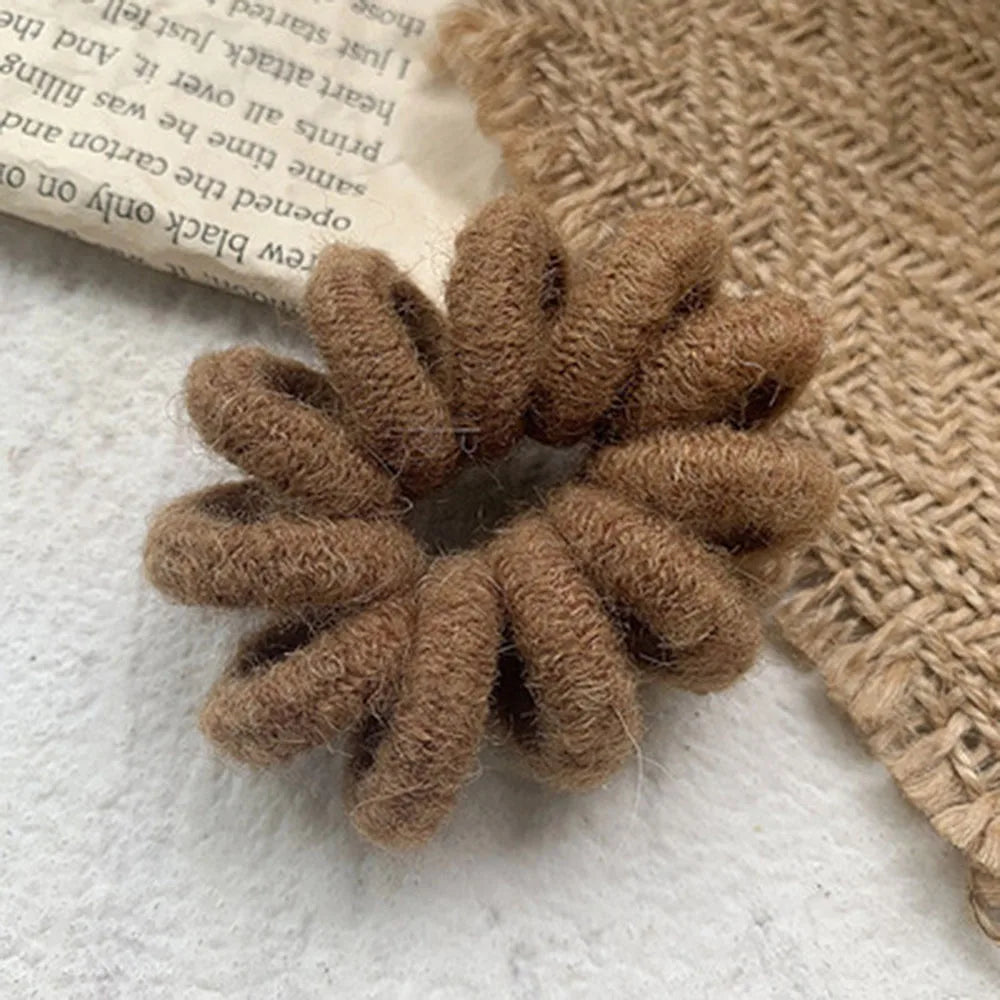 Winter Furry Telephone Wire Hair Tie Large Size Spiral Shape Rubber Elastic Hair Band Women Accessories