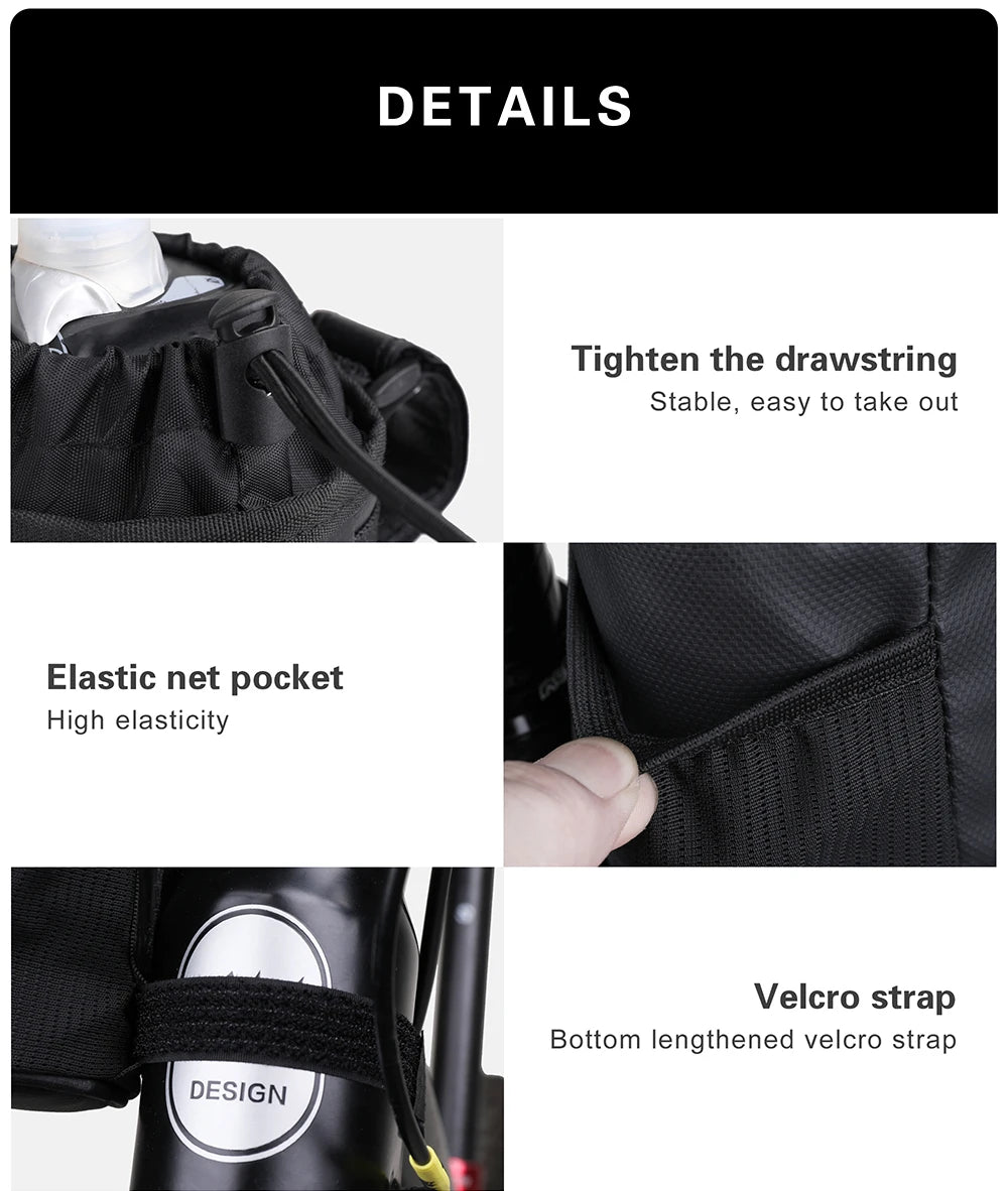 Rhinowalk Bicycle Bag Bike Bottle Holder Cycling Water Bottle Carrier Pouch MTB Bike Insulated Kettle Handlebar Bag Accessories