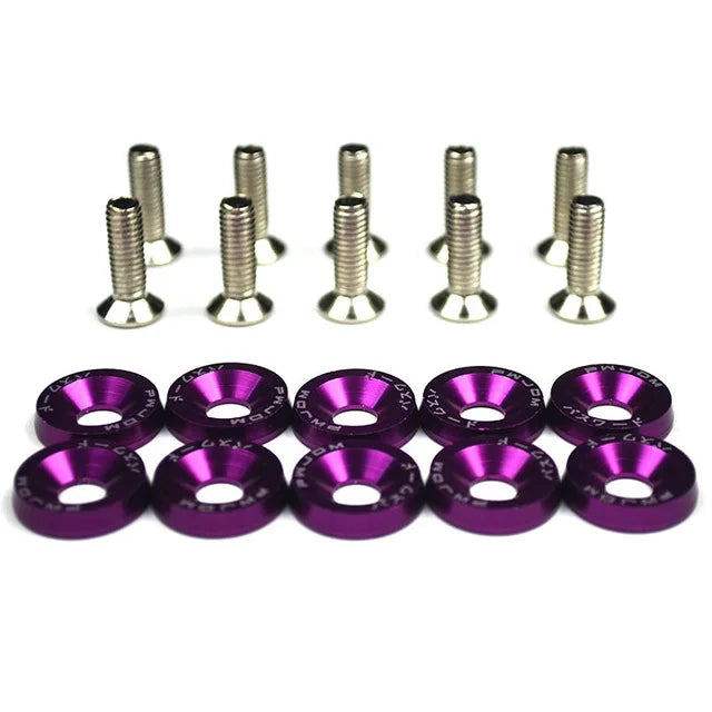 10PCS M6 JDM Car Modified Hex Fasteners Fender Washer Bumper Engine Concave Screws Fender Washer License Plate Bolts Car Styling