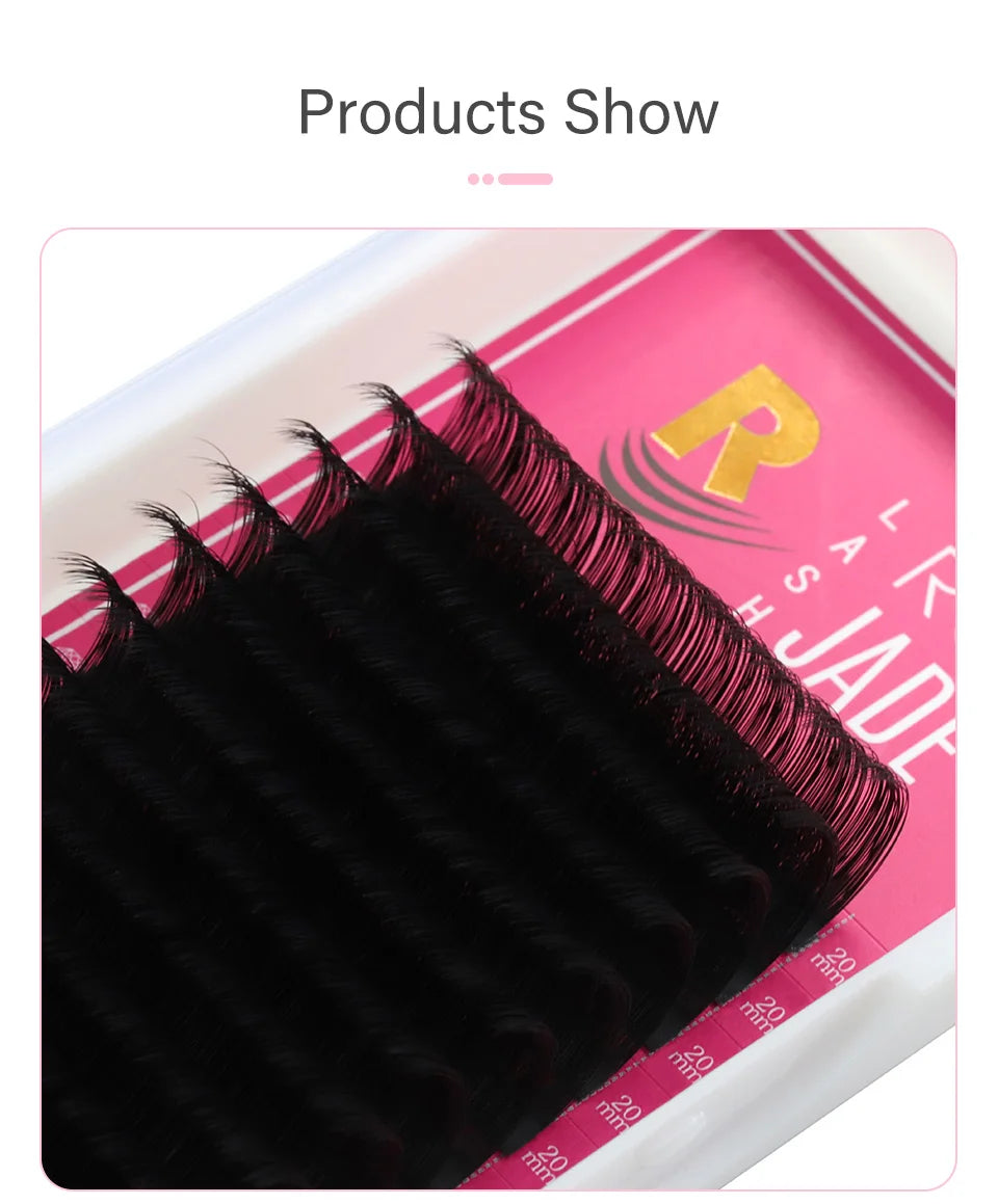 Lashrujade 16 17 18 19 20mm Long Individual Eyelashes Extension Soft Faux Silk Mink Russian Volume Lash Extension Supplies