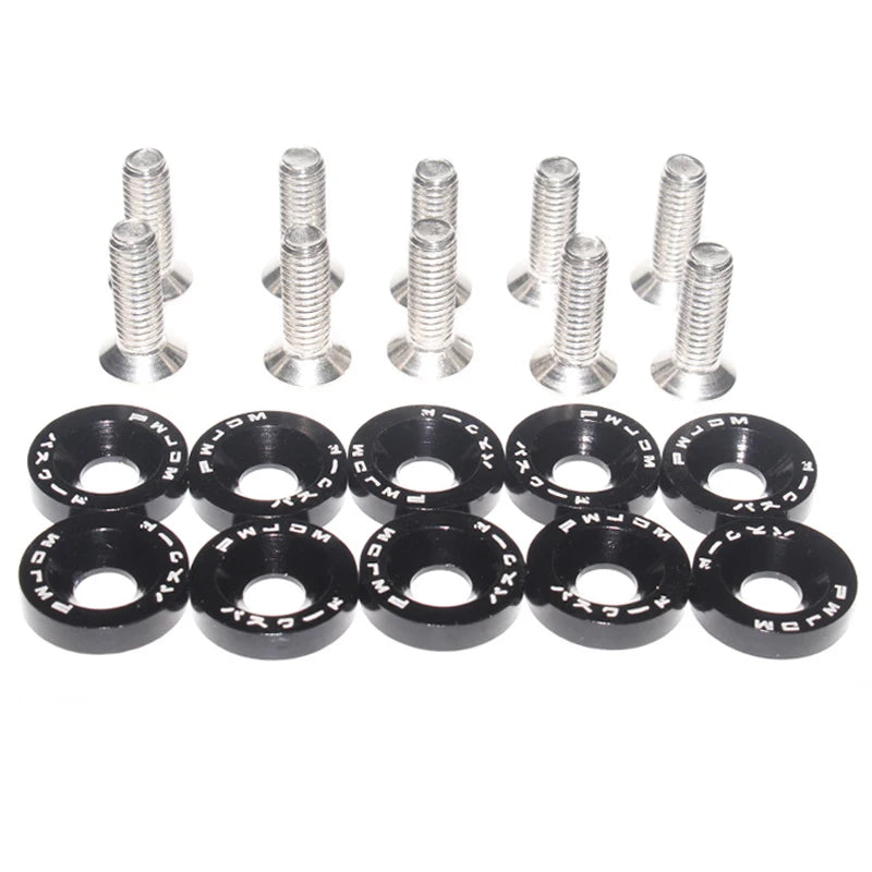 10PCS M6 JDM Car Modified Hex Fasteners Fender Washer Bumper Engine Concave Screws Fender Washer License Plate Bolts Car Styling
