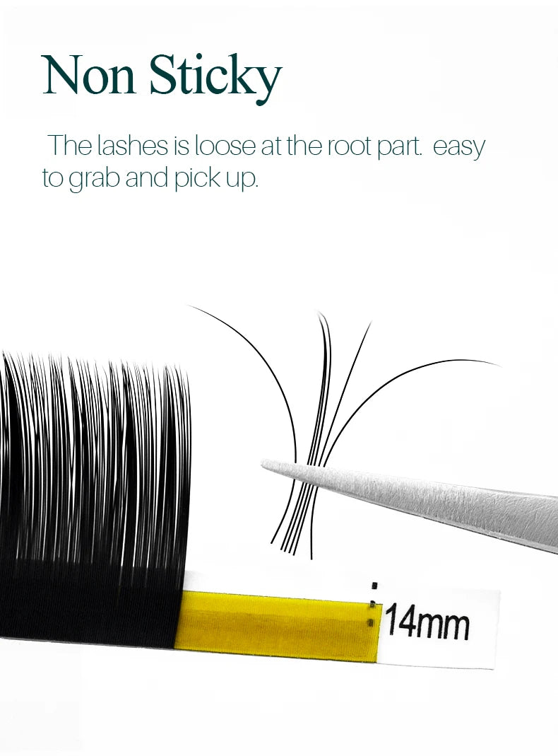 H&L SINCE 1990 20 Row Faux Lash Synthetic Mink Individual Eyelash Extension Dark Black Matte Soft Natural