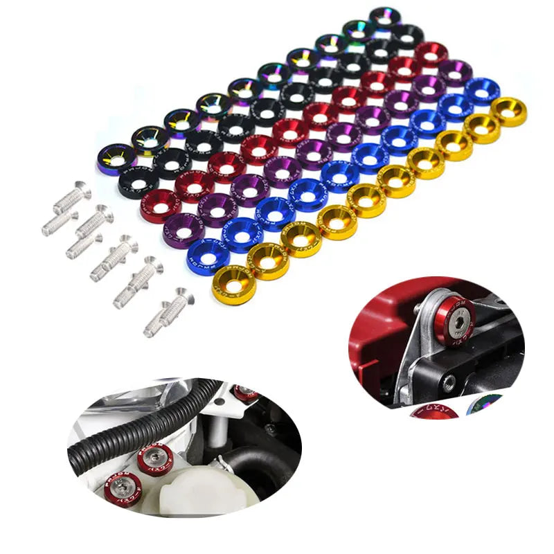 10PCS M6 JDM Car Modified Hex Fasteners Fender Washer Bumper Engine Concave Screws Fender Washer License Plate Bolts Car Styling