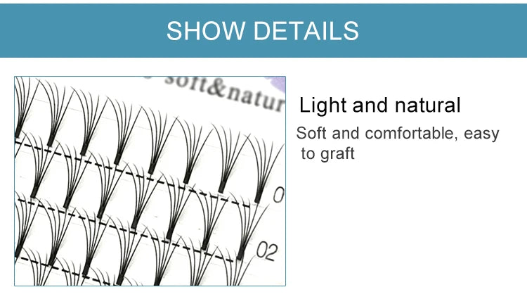 E-young 2d Premade Lashes Volume Fans Short Stem C/D Curl 0.1mm Natural False Eyelashes Extensions Premade Fans Wholesale Makeup