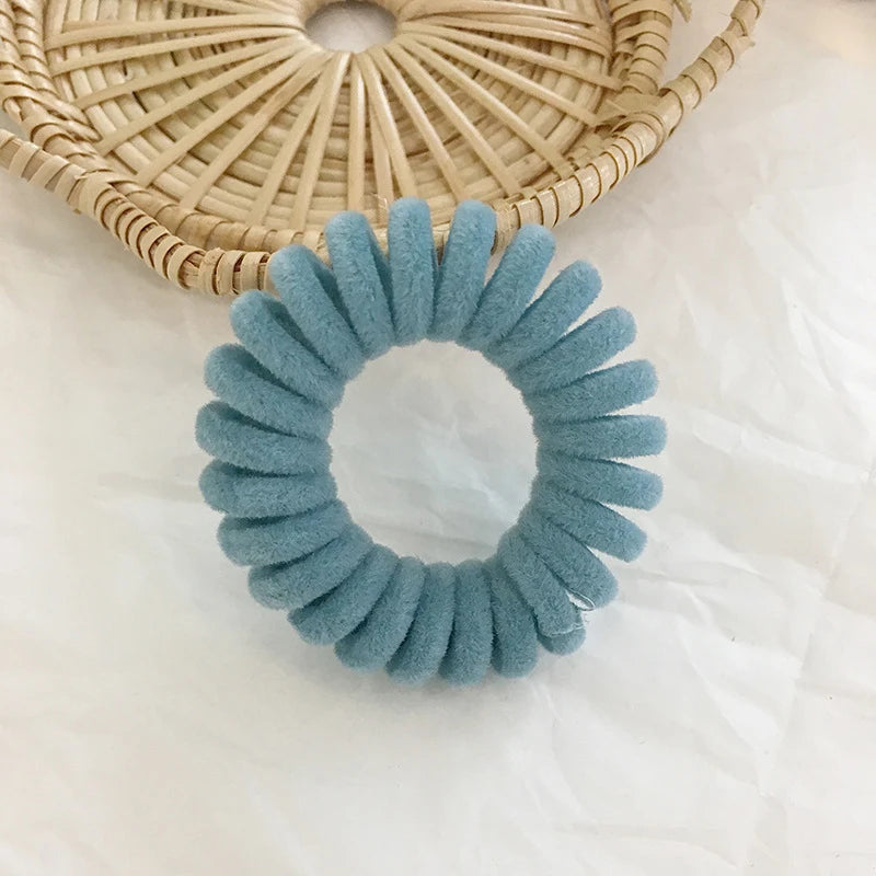 Winter Furry Telephone Wire Hair Tie Large Size Spiral Shape Rubber Elastic Hair Band Women Accessories