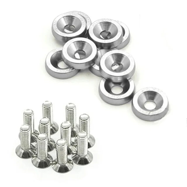 10PCS M6 JDM Car Modified Hex Fasteners Fender Washer Bumper Engine Concave Screws Fender Washer License Plate Bolts Car Styling