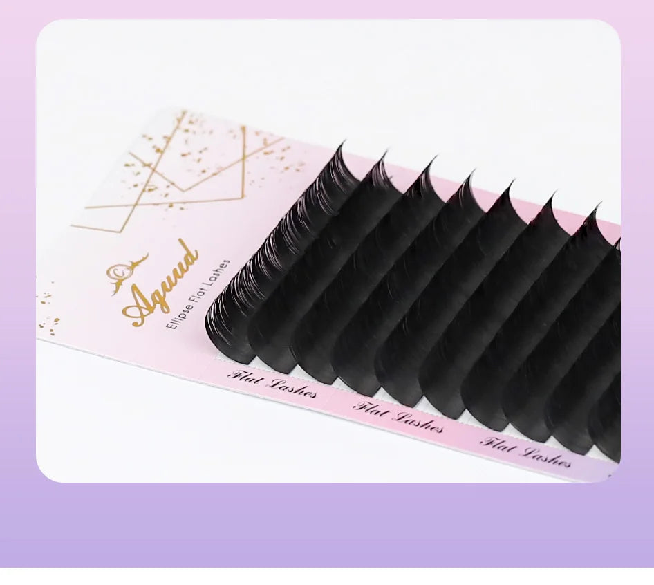 AGUUD Ellipse Flat False Eyelash Extensions Natural Soft Split-Tip Faux Mink Lashes Individual Soft Eyelashes B C CC D DD Cur