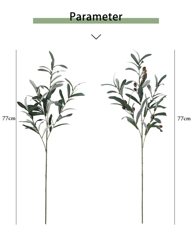 Artificial Plants Olive Green Leaves Tree Branches New Year Fruit Photo Props Home Room Wedding Outdoor Indoor Decora Gift Silk