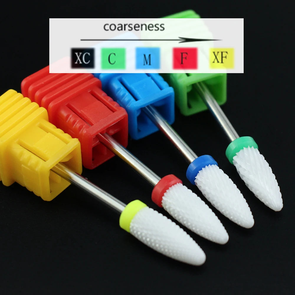 Ceramic Nail Drill Bit Milling Cutter for Electric Manicure Drill Bits Flame Corn Files for Pedicure Machine Polish Accessory