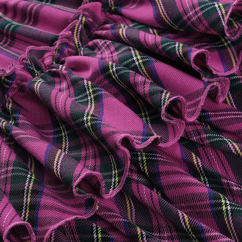 Pink Skirt Japanese College Style Youth Girl Plaid Skirt Female High Waist Slim Lolita Cosplay Y2k Skirt Goth Skirt