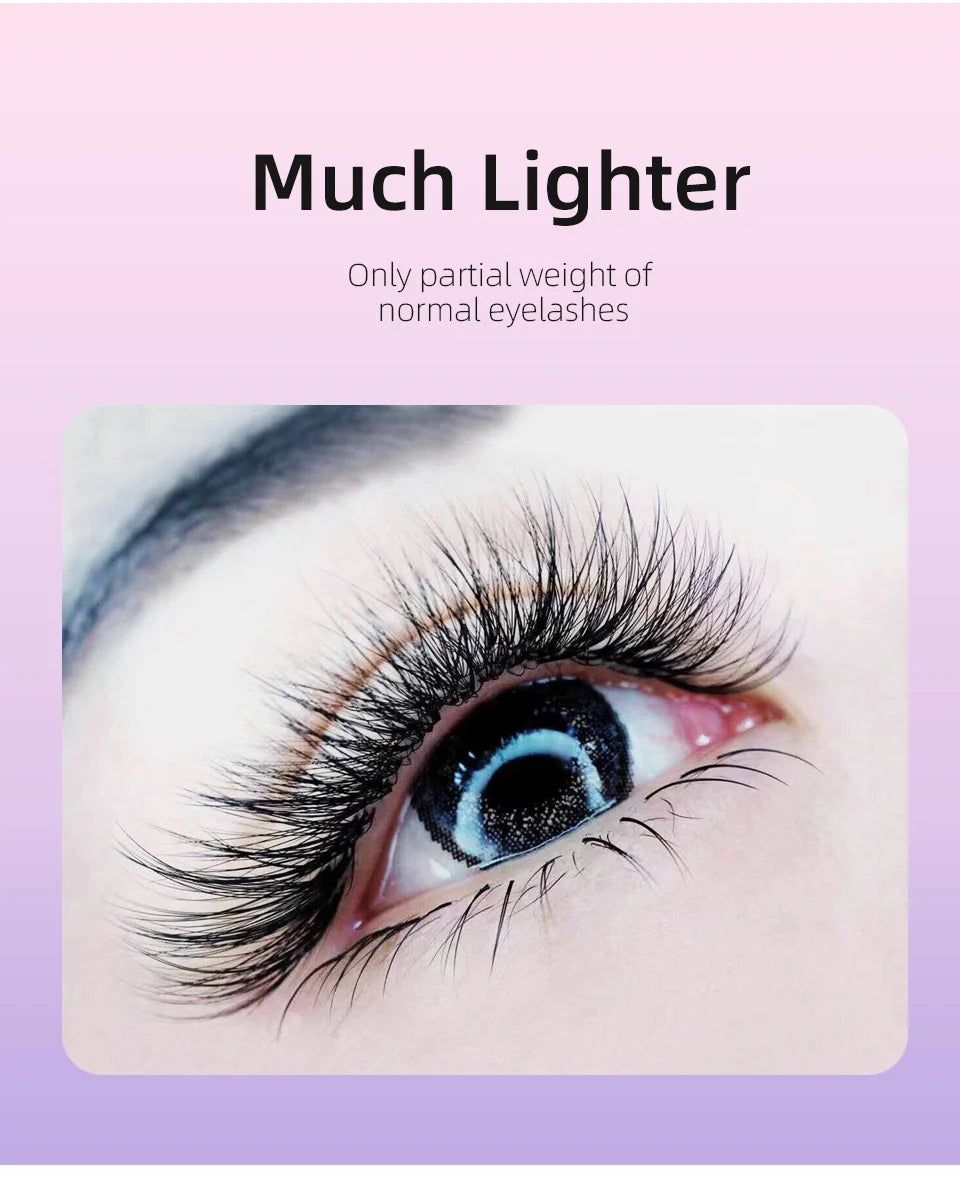 AGUUD Ellipse Flat False Eyelash Extensions Natural Soft Split-Tip Faux Mink Lashes Individual Soft Eyelashes B C CC D DD Cur