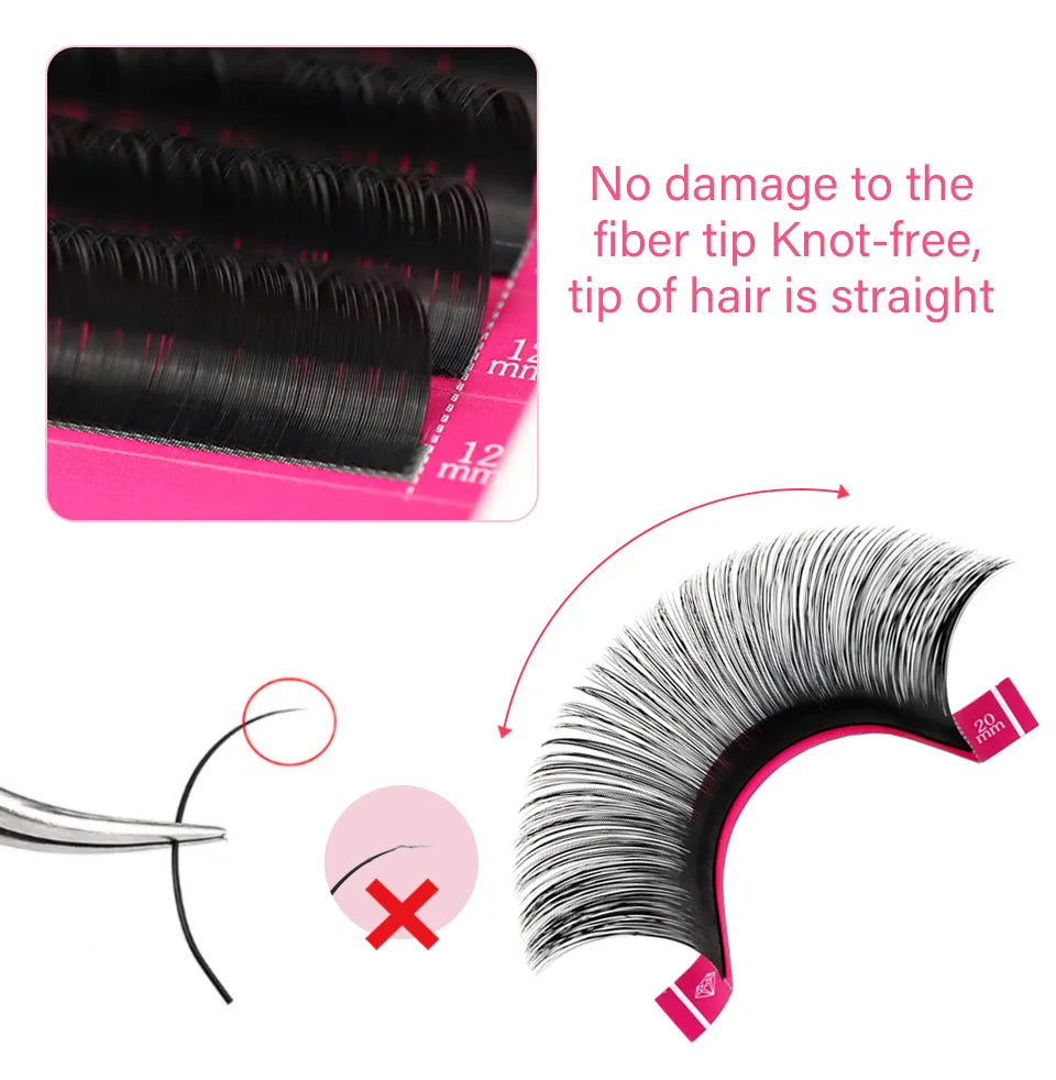 Lashrujade 16 17 18 19 20mm Long Individual Eyelashes Extension Soft Faux Silk Mink Russian Volume Lash Extension Supplies