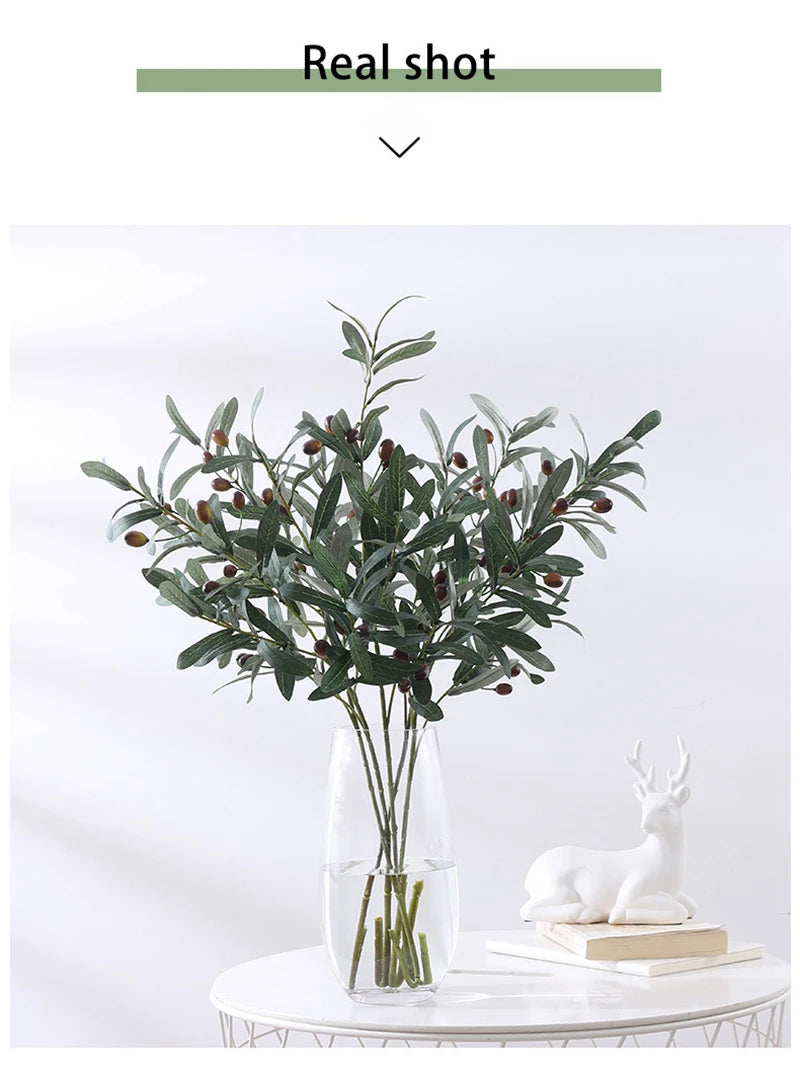 Artificial Plants Olive Green Leaves Tree Branches New Year Fruit Photo Props Home Room Wedding Outdoor Indoor Decora Gift Silk