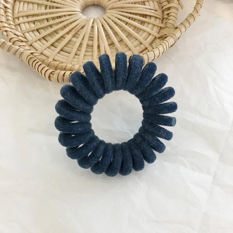 Winter Furry Telephone Wire Hair Tie Large Size Spiral Shape Rubber Elastic Hair Band Women Accessories