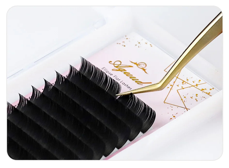 AGUUD Ellipse Flat False Eyelash Extensions Natural Soft Split-Tip Faux Mink Lashes Individual Soft Eyelashes B C CC D DD Cur