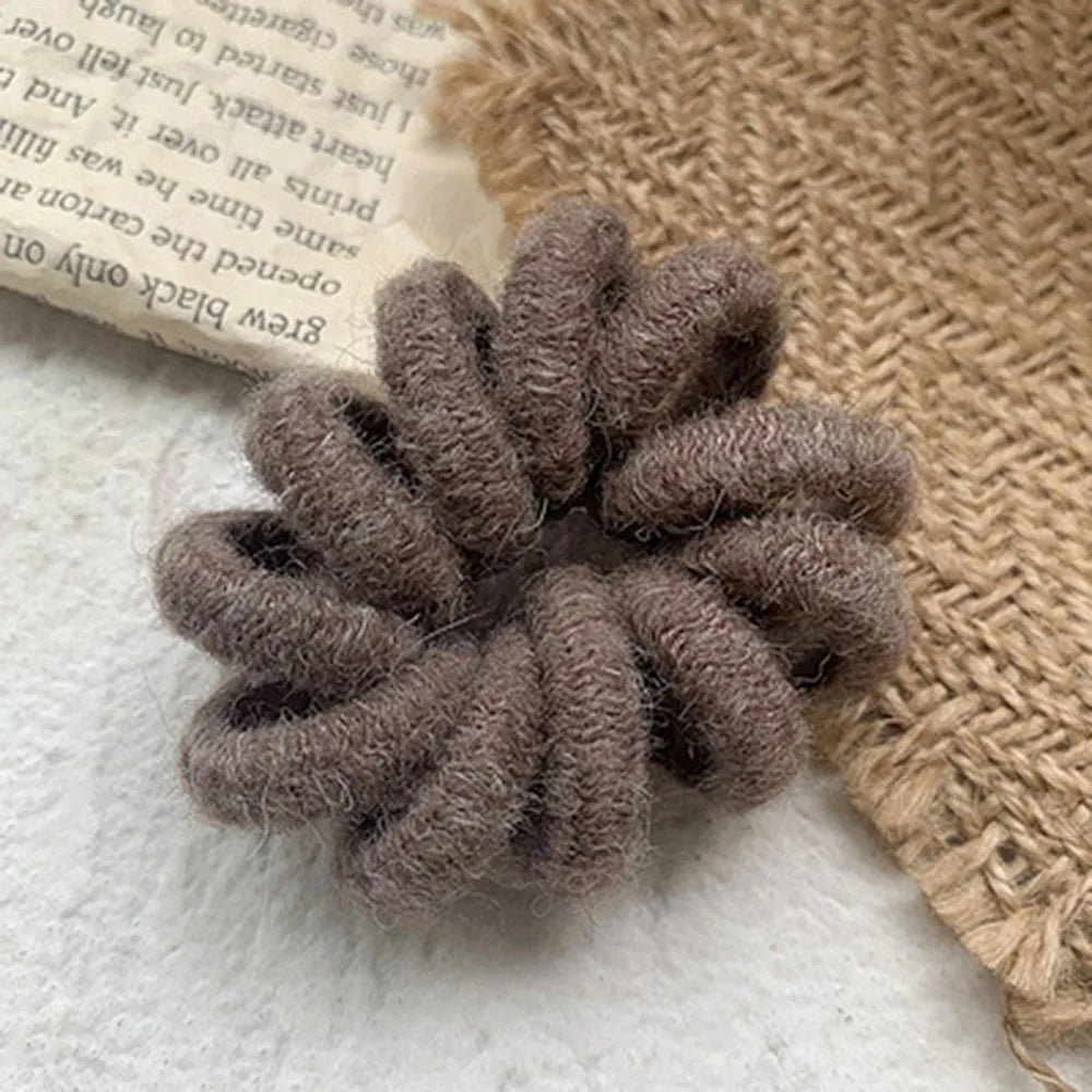 Winter Furry Telephone Wire Hair Tie Large Size Spiral Shape Rubber Elastic Hair Band Women Accessories
