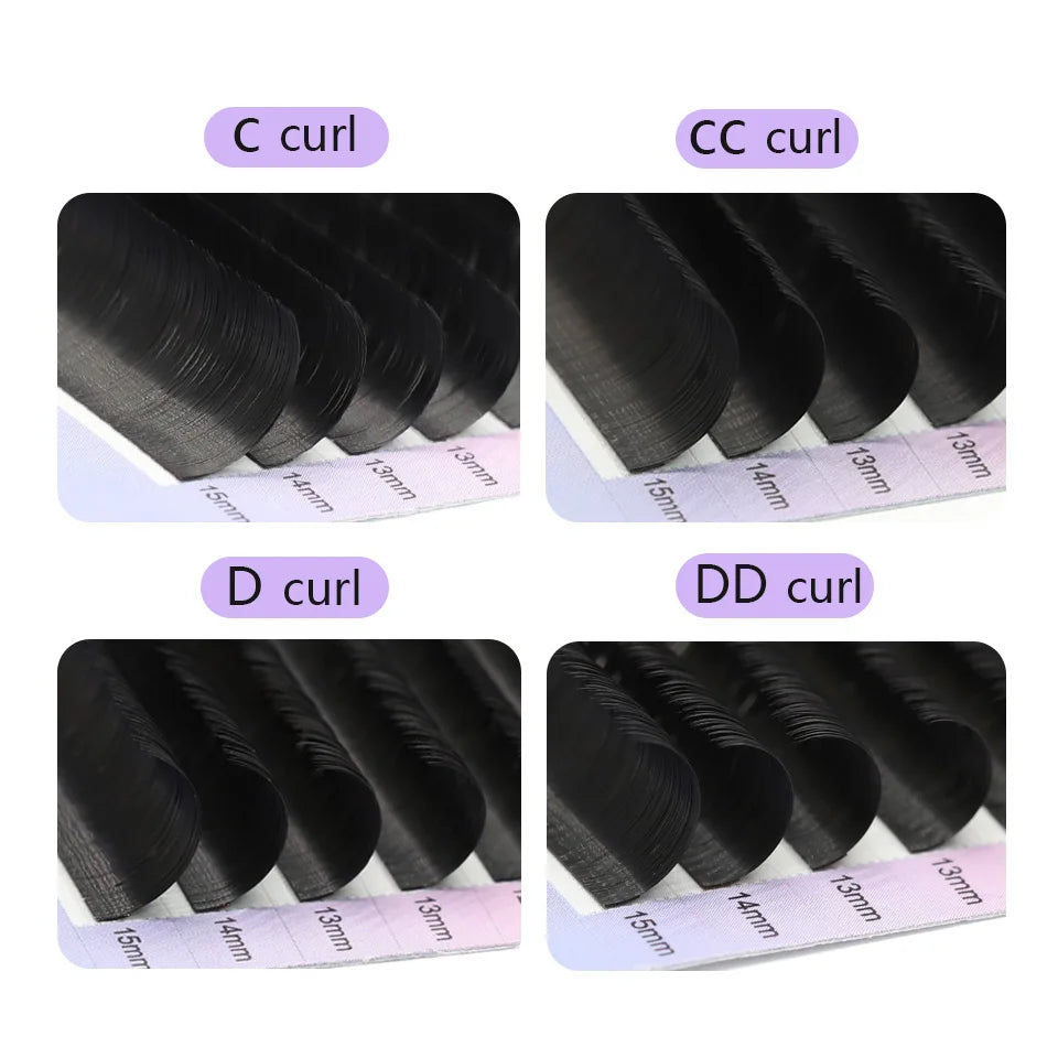 AGUUD Ellipse Flat False Eyelash Extensions Natural Soft Split-Tip Faux Mink Lashes Individual Soft Eyelashes B C CC D DD Cur