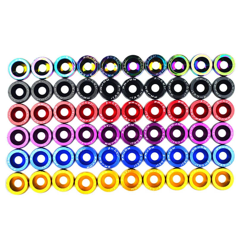 10PCS M6 JDM Car Modified Hex Fasteners Fender Washer Bumper Engine Concave Screws Fender Washer License Plate Bolts Car Styling