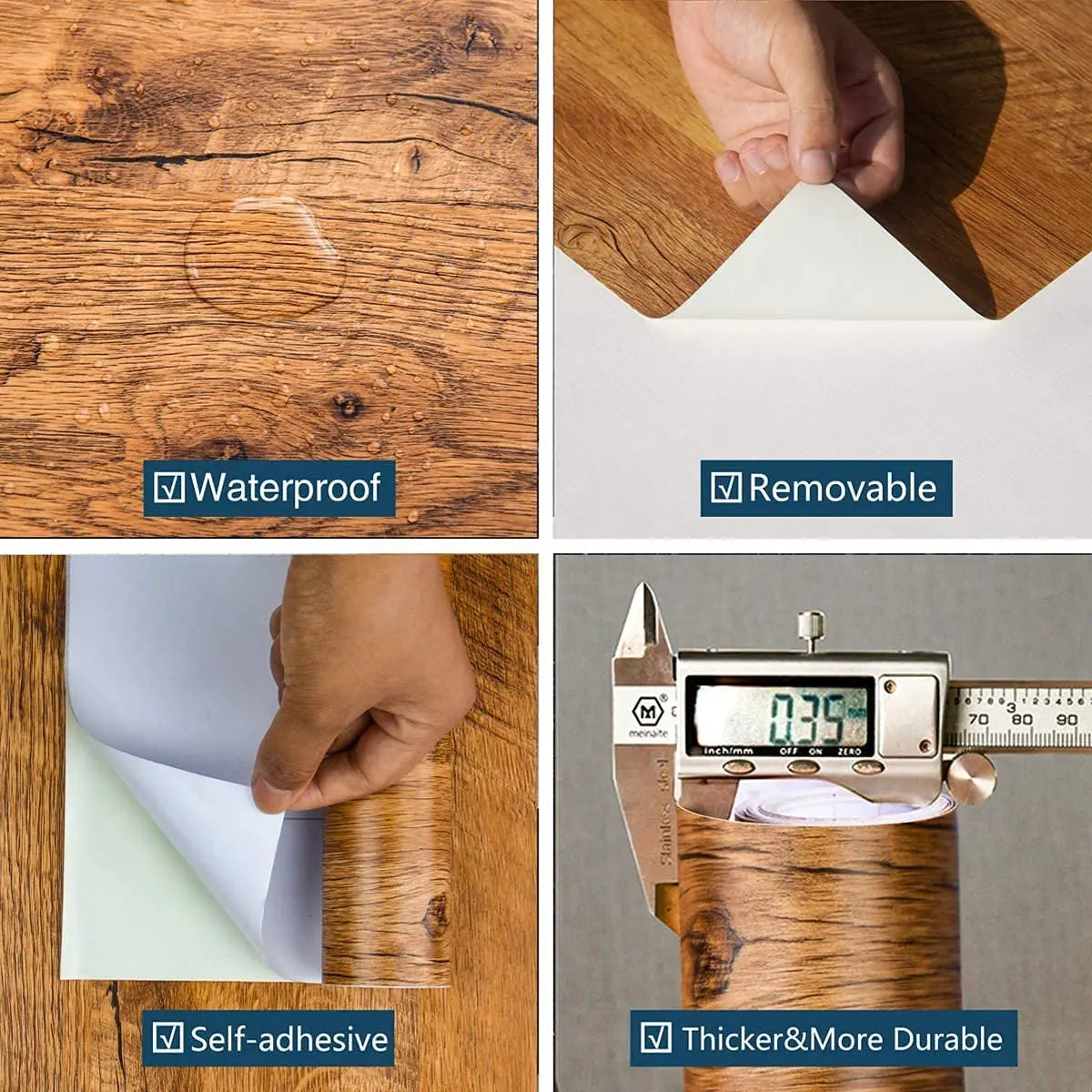 Waterproof Wood Grain Vinyl Self Adhesive Contact Paper Peel and Stick Wallpaper for Cupboard Table Furniture Home Decoration