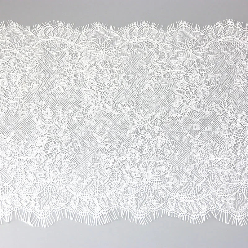 (3 Meters/Lot) 26cm White Eyelash Lace Fabric Decoration Love Wedding Dress Accessories
